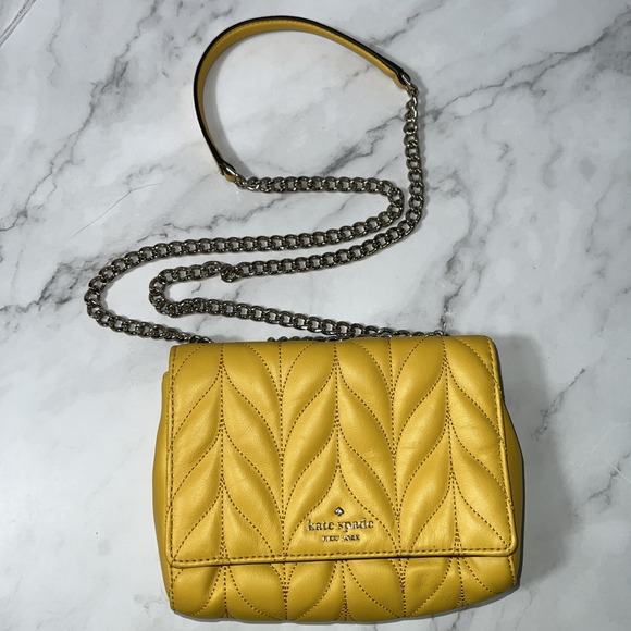 Kate Spade Briar Lane Quilted Mini Emelyn Crossbody Bag - Mustard Yellow - Picture 6 of 7
